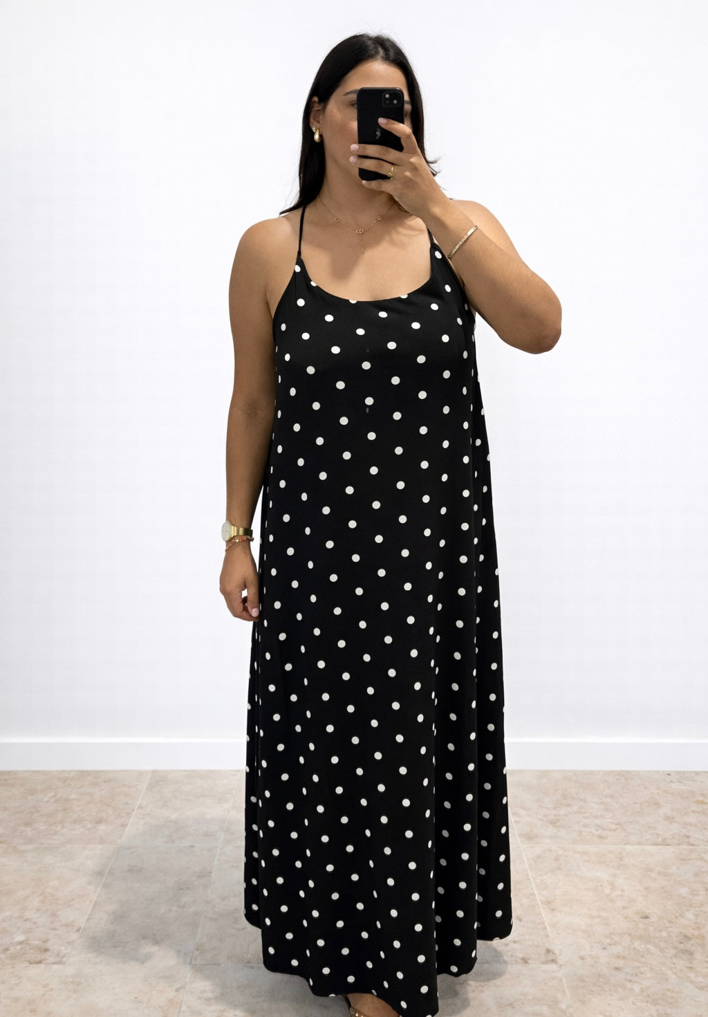 Robe Longue à Petits Pois
