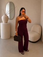 Ensemble bustier bordeau et bleu marine